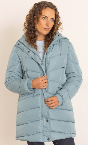 Anna Rose Hooded Puffer Coat - Deep Aqua