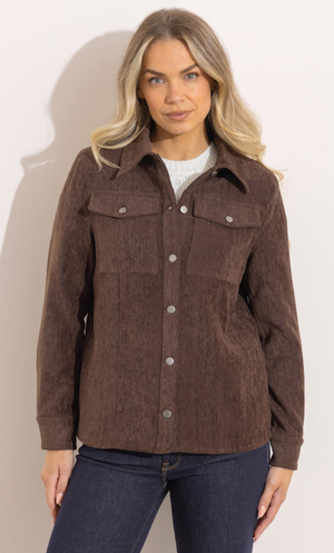 Textured Button Jacket - Chestnut