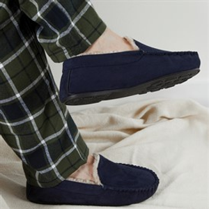 Onfire Mens Memory Foam Driving Moccasin Slippers Navy Blue