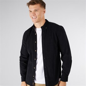 Tokyo Laundry Mens Salton Corduroy Long Sleeve Shirt Black
