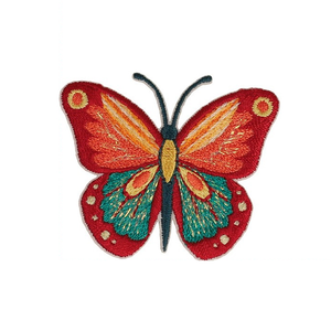 Écusson thermocollant papillon - Rouge, rose et turquoise