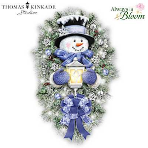 Thomas Kinkade Studios A Warm Winter Welcome Snowman Wreath