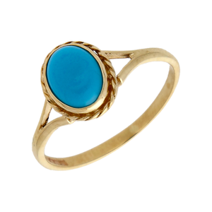 Pre-Owned 9ct Yellow Gold Turquoise Solitaire Dress Ring