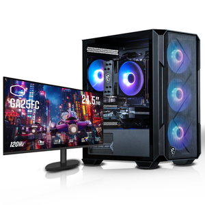 AWD-IT Nyx Ryzen 5 RTX 5060, 16GB RAM, 1TB SSD, Windows 11 Prebuilt Gaming PC with 120Hz Gaming Monitor