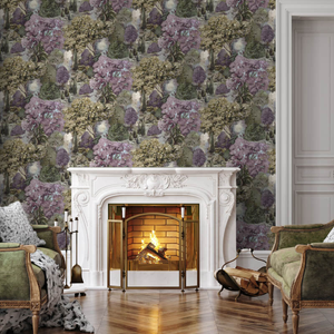 Holden Decor Basildon Forest Mulberry/Green Wallpaper - 13930