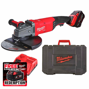 Milwaukee M18 FLAG230XPDB-121C 18V Fuel 230mm Large Braking Grinder with Paddle Switch with 12Ah Battery, Fast Charger & Kitbox