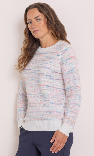 Anna Rose Eyelash Knit Top - Ivory/Multi