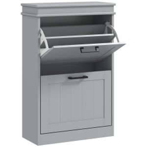HOMCOM Two-Drawer Minimalistic 10-Shoe Cabinet - Grey