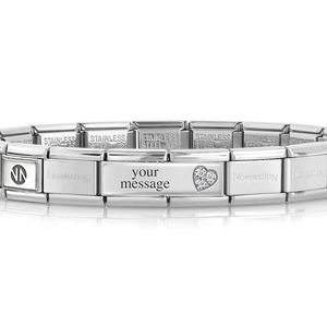 Classic Silver Engravable Heart Double Charm Bracelet