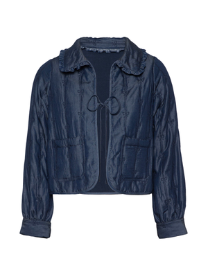 Beatrix Bow Embroidered Denim Quilted Jacket (M)