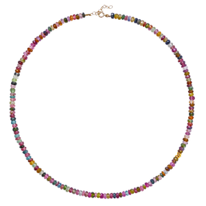 Birthstone October Tourmaline Gold Bead Necklace