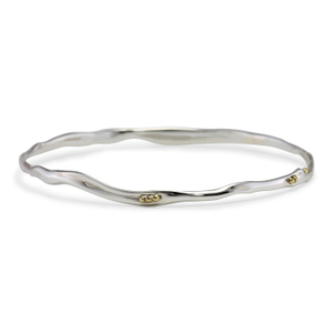 Elegant Sterling Silver Bangle With Brass Pips (one size)