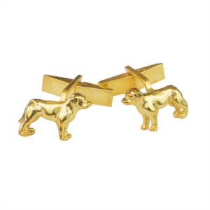 Golden Labrador Cufflinks In Eighteen Carat Gold On Solid Sterling Silver