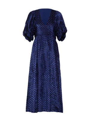 Margot Navy Velvet Polka Dot Maxi Dress (XL)