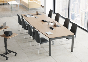 Premium Executive Barrel Shaped Table With Integrated Power Modules and Cable Ports