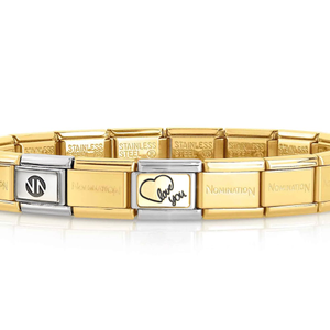 Classic Gold Love You Heart Charm Bracelet