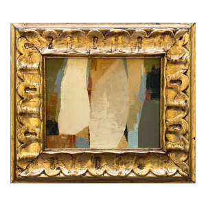 Contemporary Neutral Oil Painting in Vintage Frame