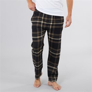 Bench Mens Kaplan Flannel Check Lounge Pants Black/Taupe/Stone/Stone Grey Check