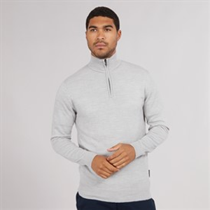 French Connection Mens Cash 1/2 Zip Jumper Light Grey Mel