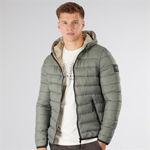 Crosshatch Mens Gattering Puffer Jacket Sage