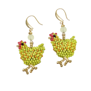 Playful Handcrafted Chicken Dangle Earrings