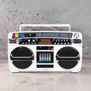 Zylo Retro 40W 8" Bluetooth Boombox Speaker – White