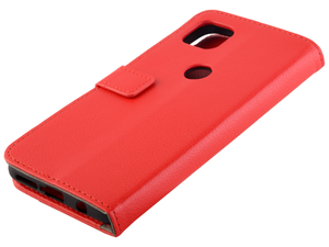 Synthetic Leather Wallet Case with Stand for Motorola Moto G 5G - Red