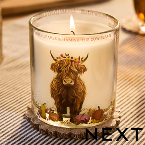 NEXT Hamish the Highland Cow Pumpkin & Ginger Pillar Candle