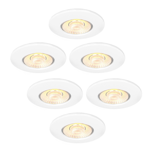 6x Dimmbare LED Einbaustrahler Weiß - IP65 - 5W - CCT - 5 Jahre Garantie - Geeignet für das Badezimmer