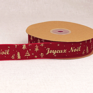 Ruban velours joyeux noël - Rouge