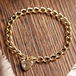 Pre-Owned Vintage 1985 9ct Gold Curb Link Padlock Bracelet