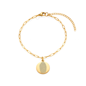 Gold Disc Paperclip Fingerprint Bracelet