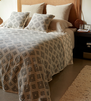 Olive Green Jodie 100% Cotton Quilted Throw