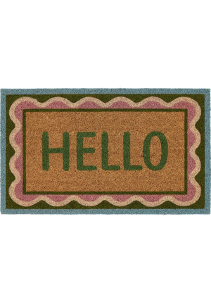 Eco-Friendly Hello Scallop Coir Doormat - 45x75 cm