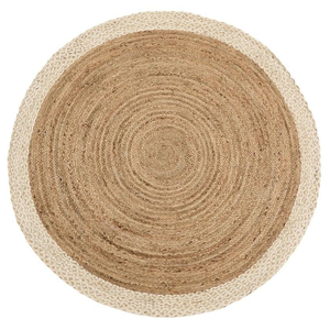 Hand-Braided Jute Rug with Cream Border