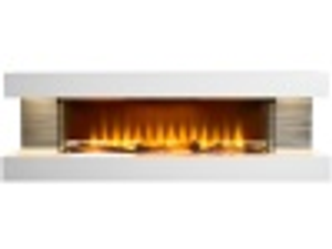 Sureflame WM-9332 XL Electric Wall Fireplace Suite with Downlights & Remote in Pure White