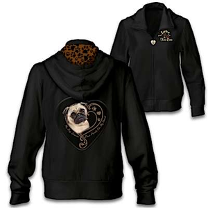 Paw Prints On My Heart Women's Hoodie Pug