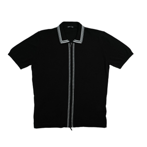 Contour Short Sleeve Two Way Zip Knit Shirt - Black (M)