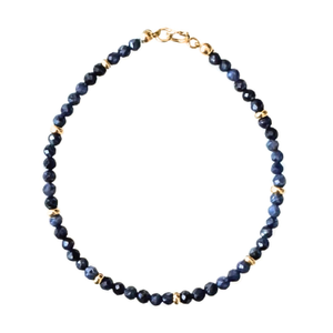 14K Gold Starry Blue Sapphire Bracelet (7")