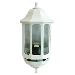 ASD Lighting HL/WK060P White Wall Mounting Half Lantern 110° PIR 60W GLS 240V Height: 388mm - Width: 182mm - Projection: 115mm