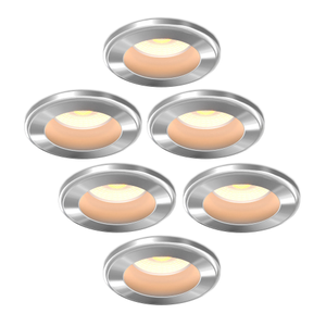6x Dimmbare Mini LED Einbaustrahler Nickel - IP65 - 4W - CCT - 5 Jahre Garantie - Geeignet für das Badezimmer