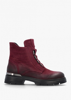 Velar Burgundy Nubuck Elastic Front Ankle Boots