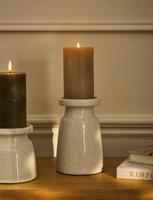 Ravello Candle Holder - Stoneware, White, Medium