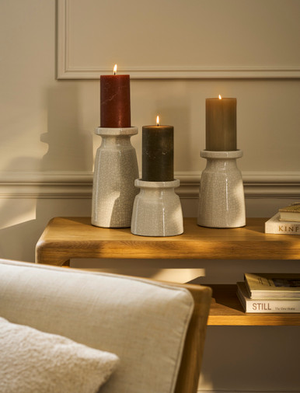 Ravello Candle Holder - Stoneware, White, Large