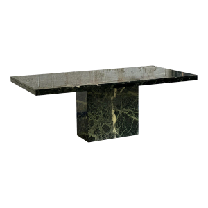 1970s Italy Dark Green Verde Guatemala Marble Stone Rectangular Pedestal Dining Table