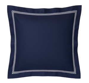 Signature 500TC Embroidered Egyptian Cotton Tailored European Pillowcase Midnight Navy and Pure White