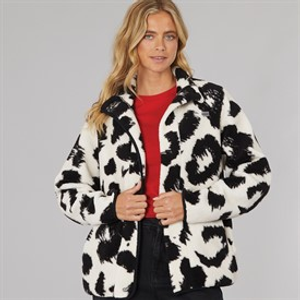 Bench Womens Gorla Borg Fleece Winter White/Black Leopard