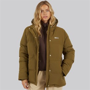 Bench Womens Fina Mid Length Puffer Jacket Dark Olive