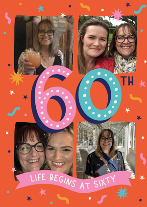 60th Life Begins at Sixty Photo Upload Birthday Card