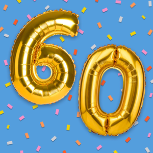 Moonpig 60 Balloon Confetti Typography Card